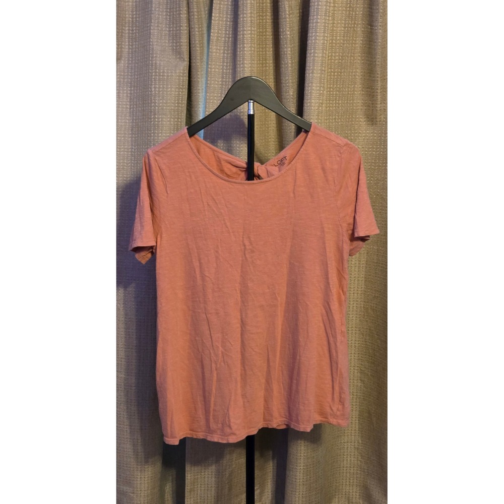 Loft Short Sleeve T-Shirt Women's Size Medium Pink‎ Tie Open Back